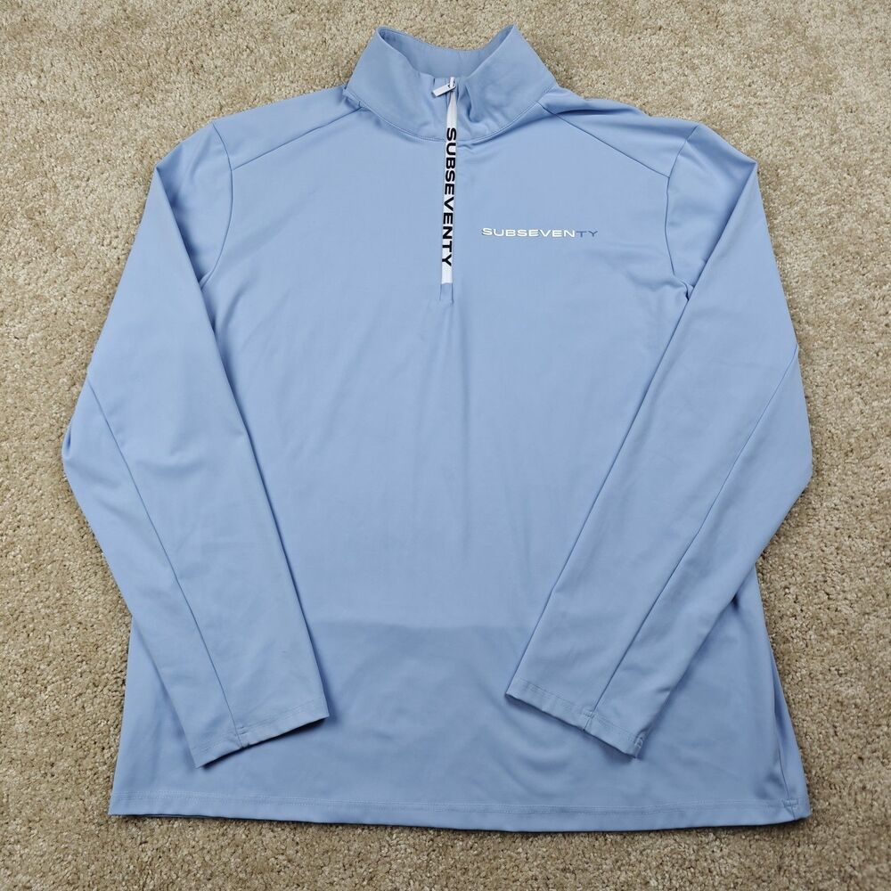 SubSeventy Golf Shirt Mens XXL Blue Thin Lightweight Long Sleeve Sub 70 Logo